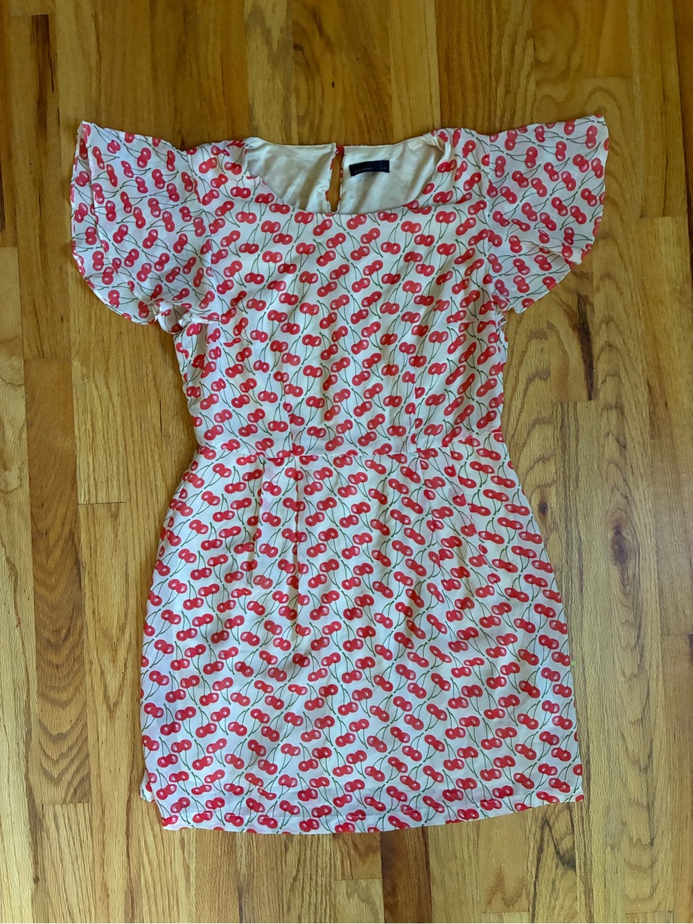 Vero Moda Day Dress in the "Coral" cherry-print colorway